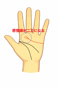 感情線が二又になる手相の意味について書いた解説記事画像