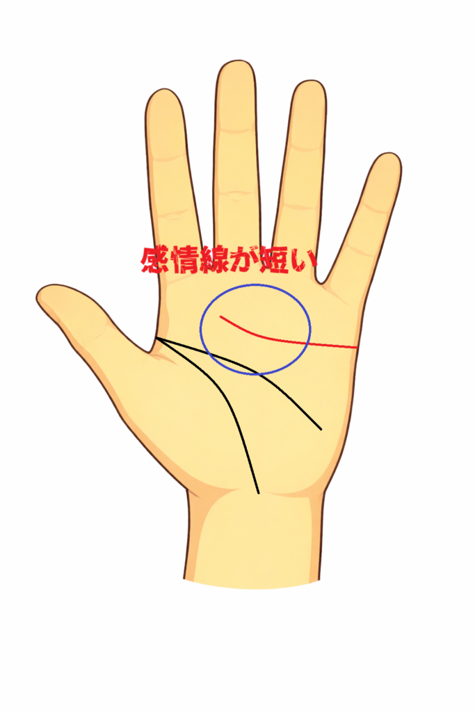 感情線が短い手相の人の恋愛や性格について書いた解説記事画像